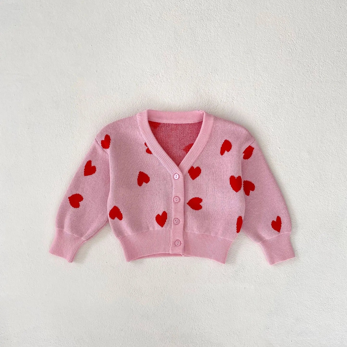 Baby Girl Pink Heart-Shaped Cardigan Sweater