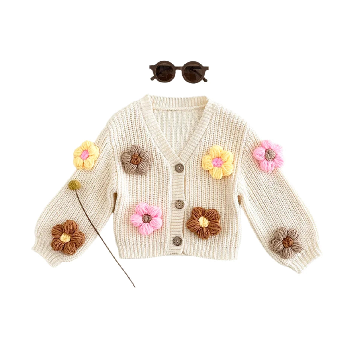 Baby Knitted Sweater Cardigan 3D Flower Top