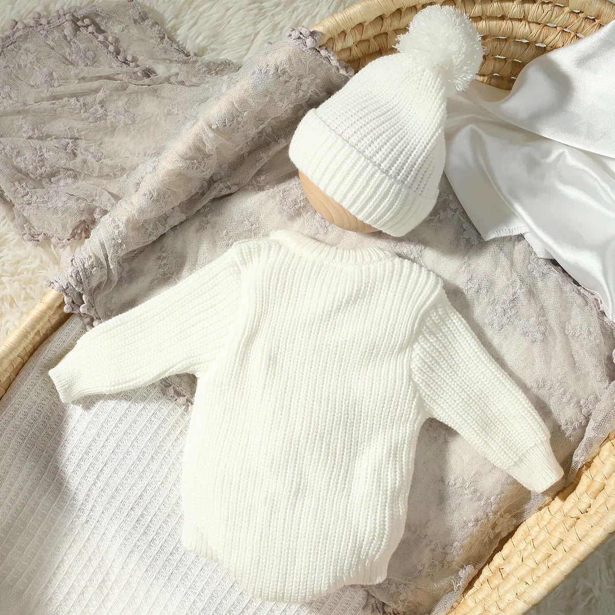 Newborn "Hello World" Knitted Romper Photoshoot Outfit Set