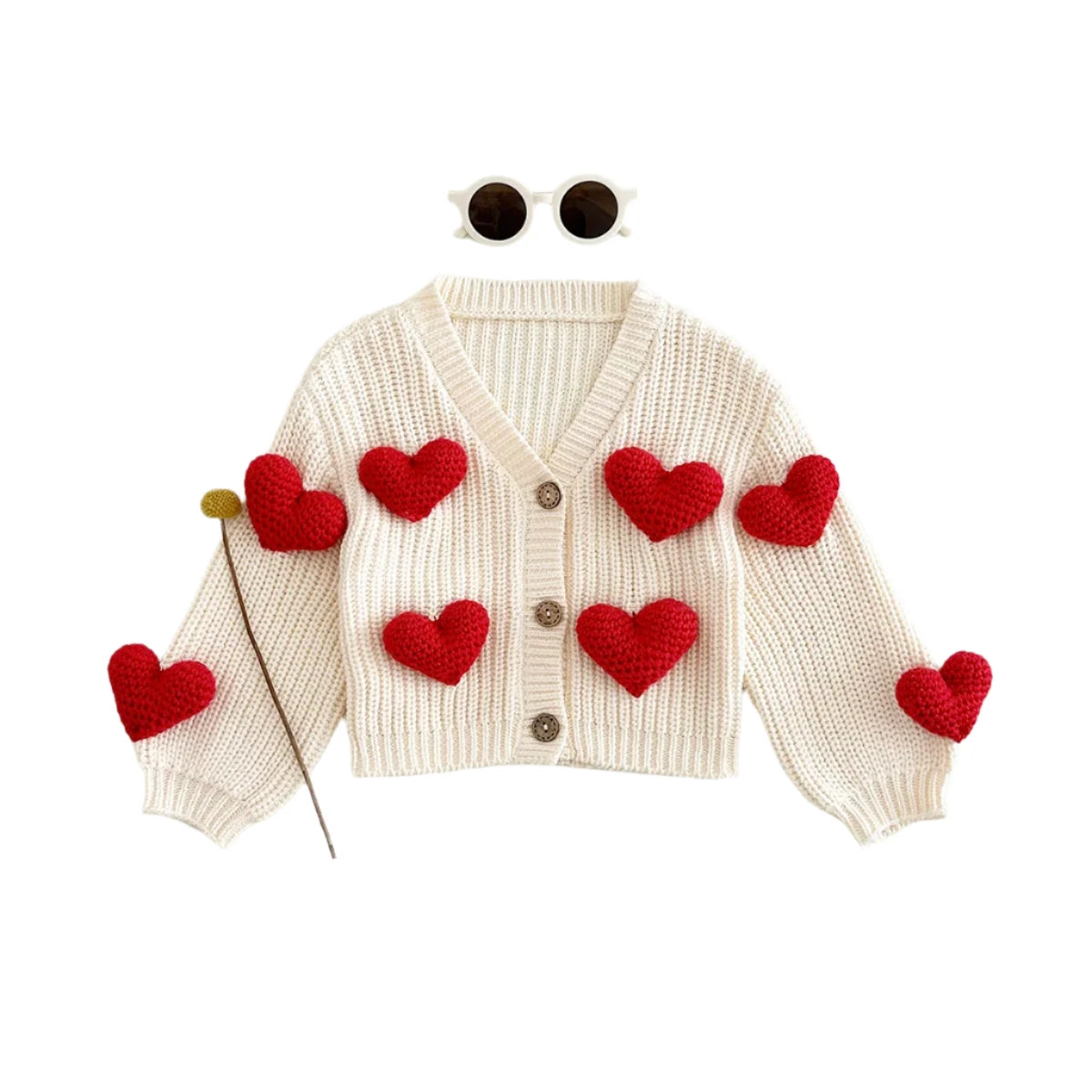 Baby Girl Heart Cardigan Knitted Sweater