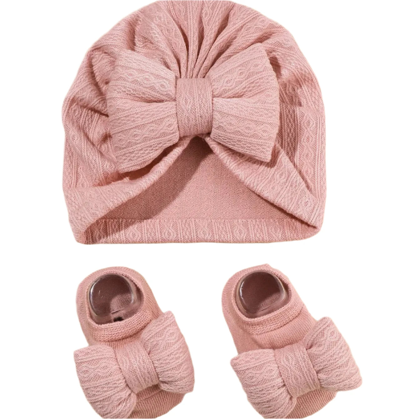 Baby Turban Hat and Bow With Socks Set