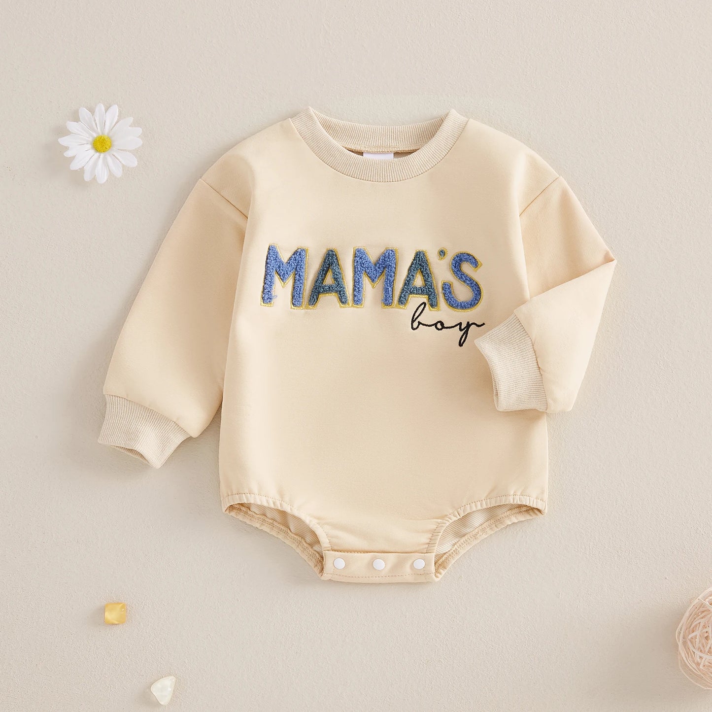 Baby Boys Sweatshirts Bodysuit "Mama's Boy" Letter Embroidery Bodysuit