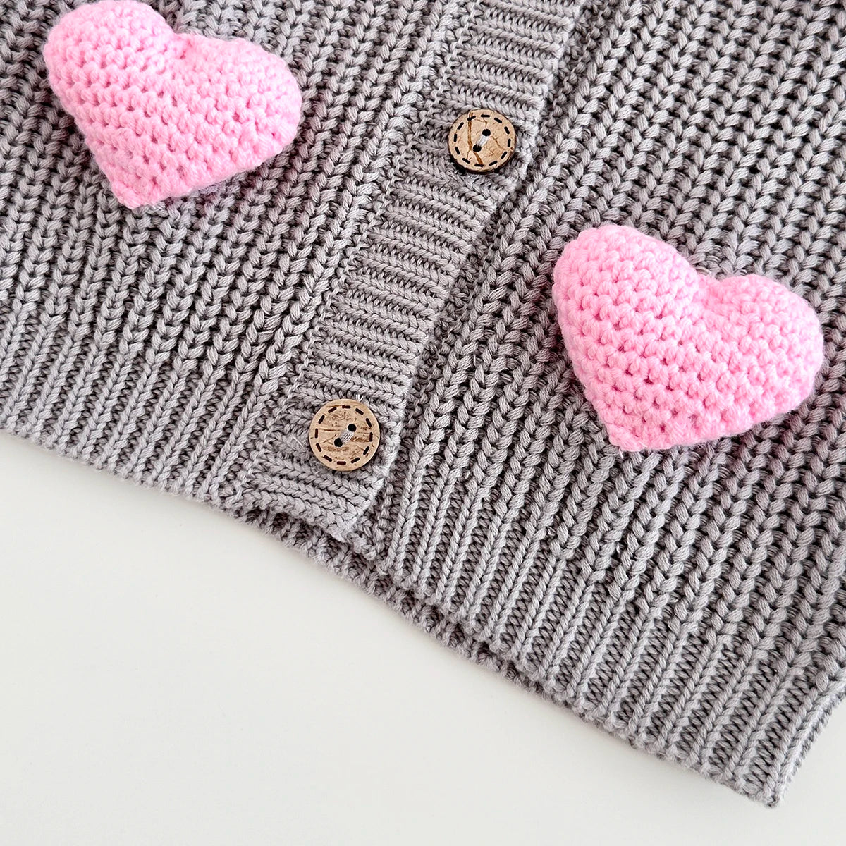 Baby Girl Heart Cardigan Knitted Sweater