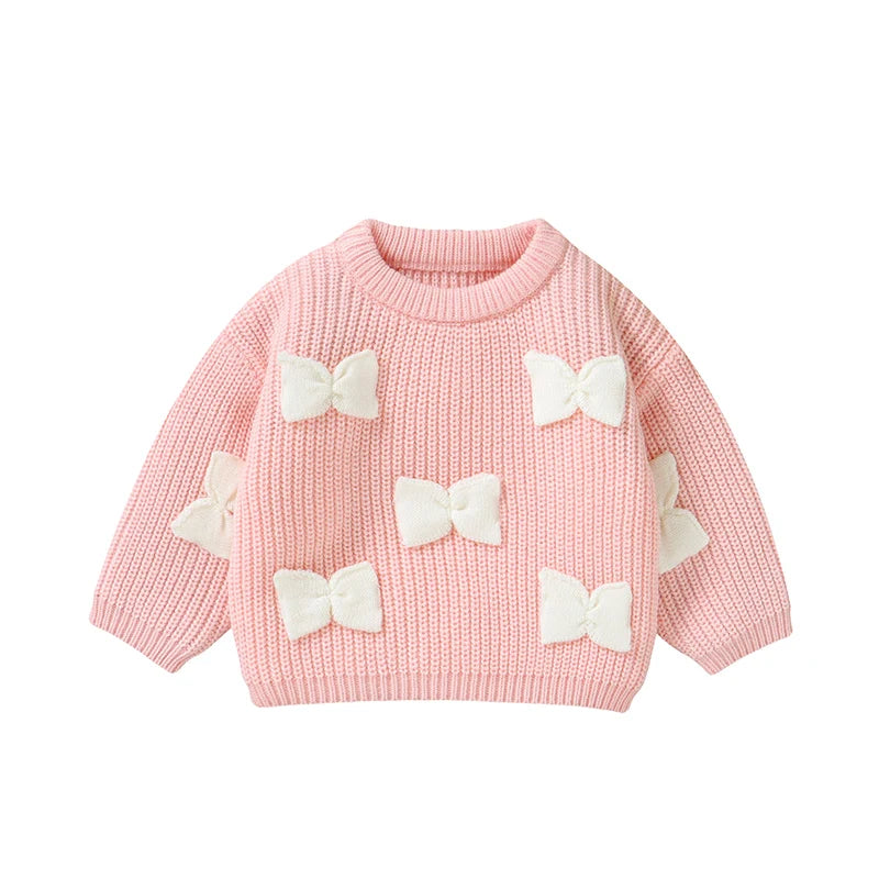 Baby 3D Knitted Cardigan Sweater with Bows