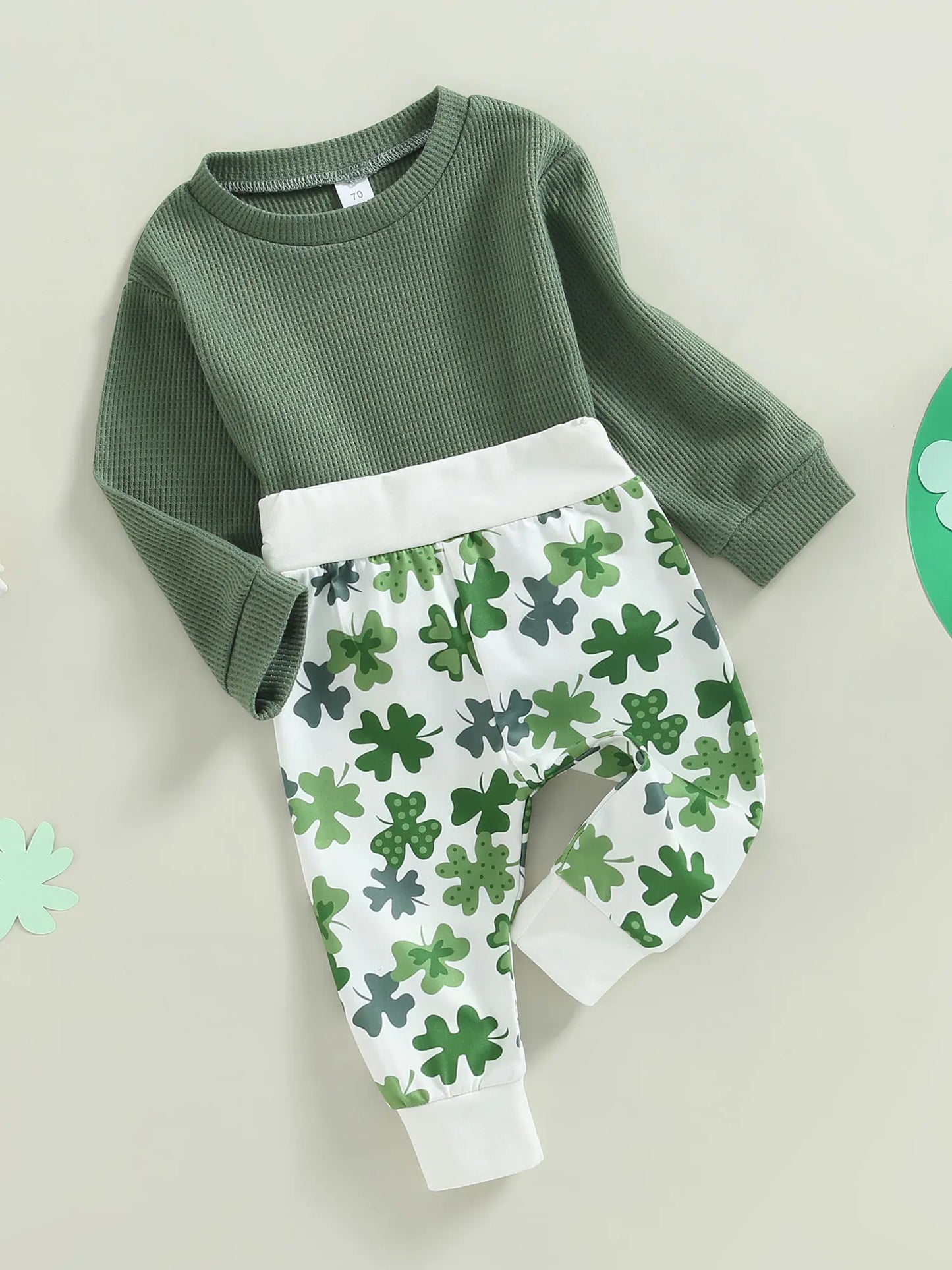 Baby 2-Piece Waffle-Texture Sweats in Clover