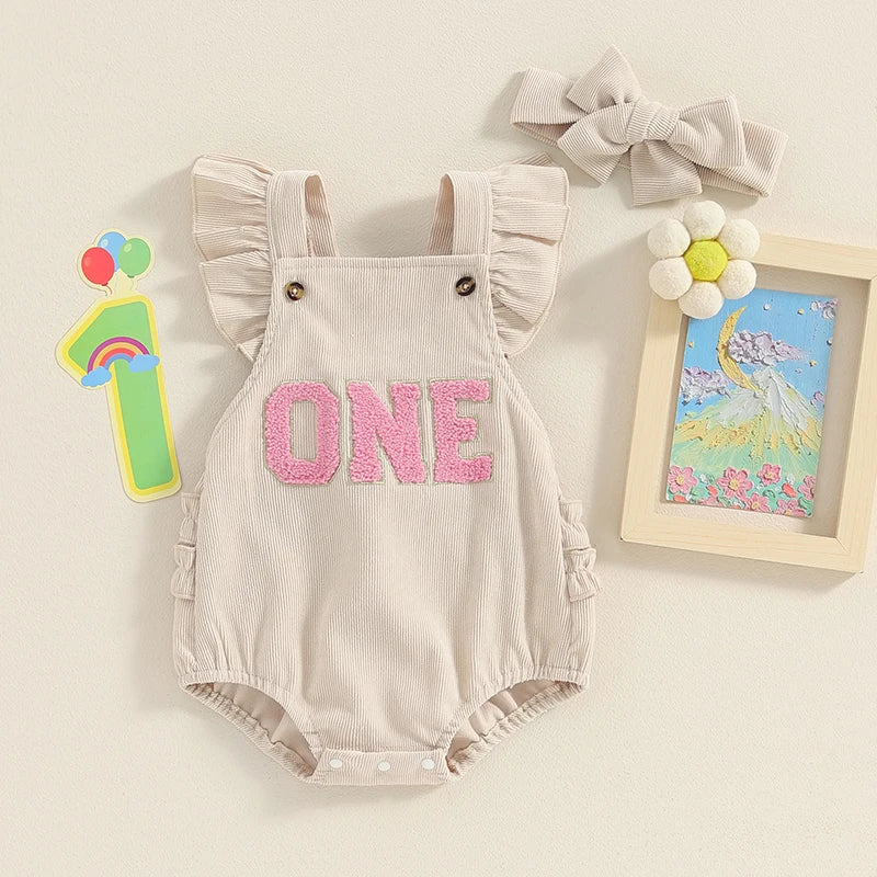 Baby Valentine First Birthday Bodysuit Turning "One"