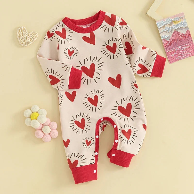 Baby Valentine Red Heart Casual Romper