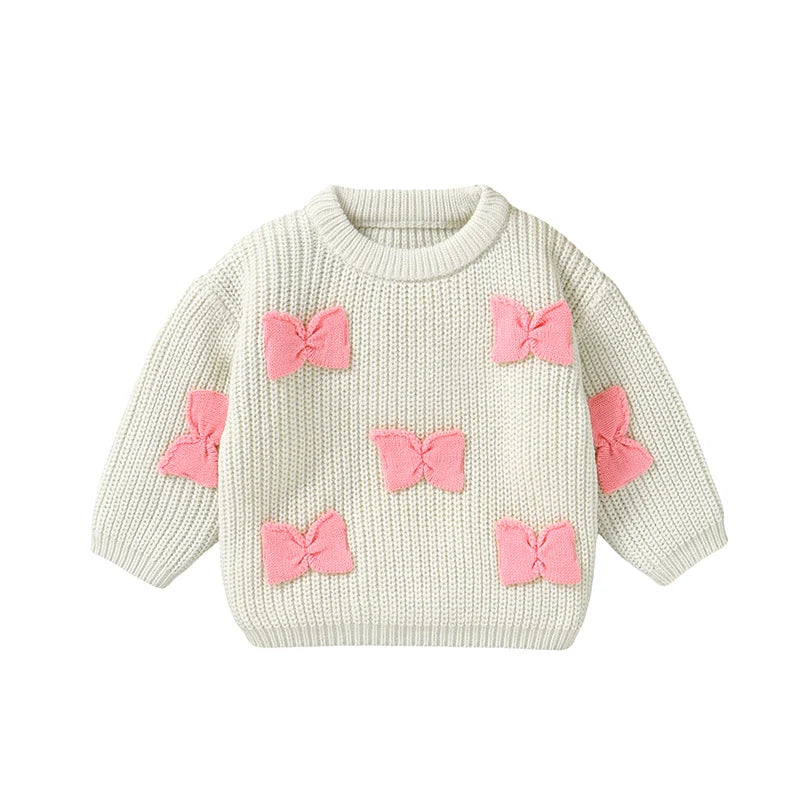 Baby 3D Knitted Cardigan Sweater with Bows