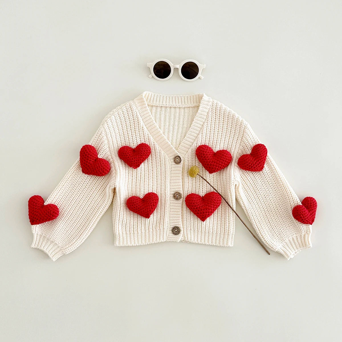 Baby Girl Heart Cardigan Knitted Sweater