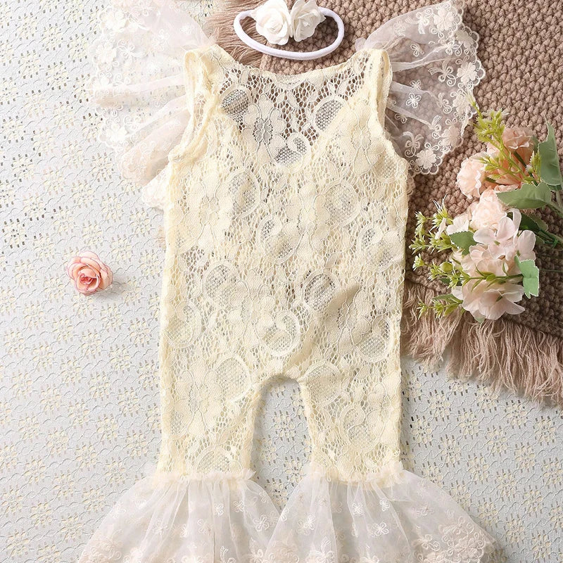 Newborn Lace Romper Photoshoot Outfit Set