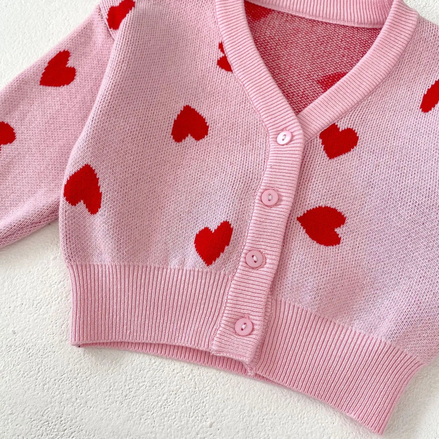 Baby Girl Pink Heart-Shaped Cardigan Sweater