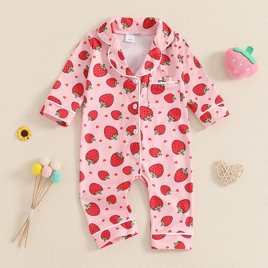 Strawberry Button-Down Pajamas