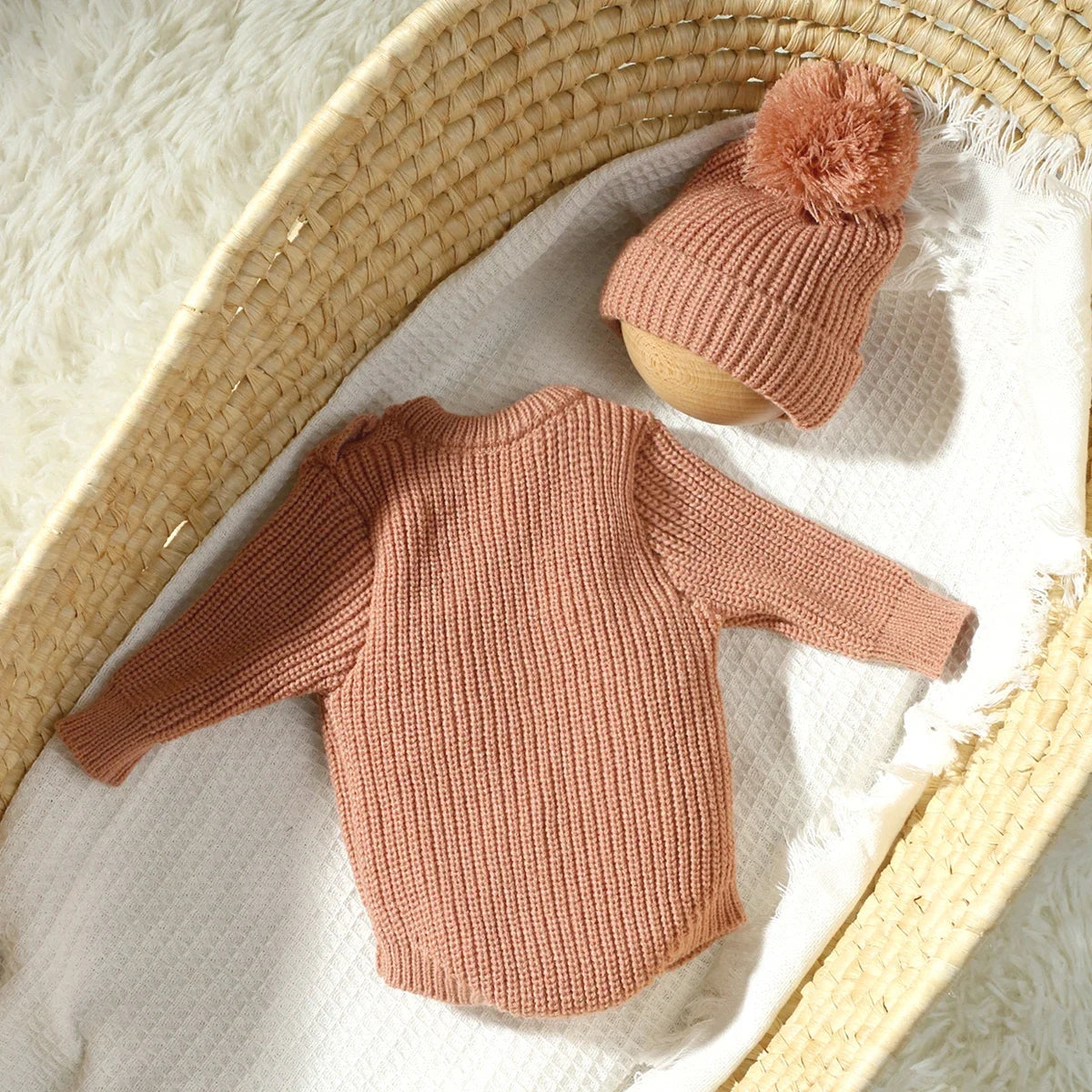 Newborn "Hello World" Knitted Romper Photoshoot Outfit Set