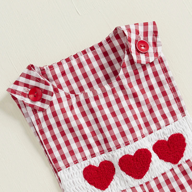 Baby Valentine Red Buffalo Plaid Romper