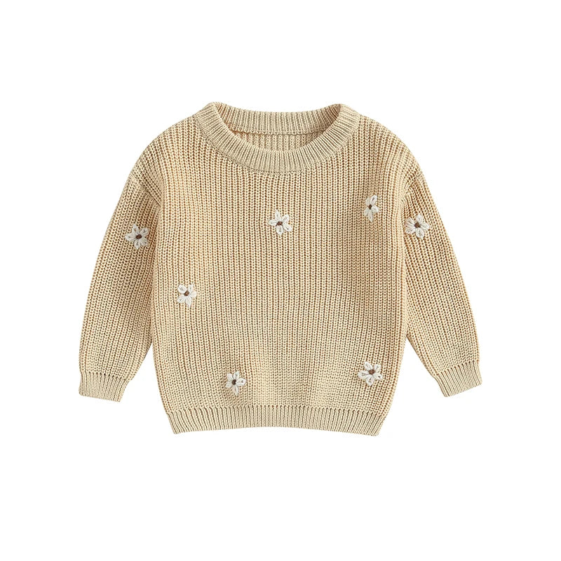 Baby Sweater in White Daises