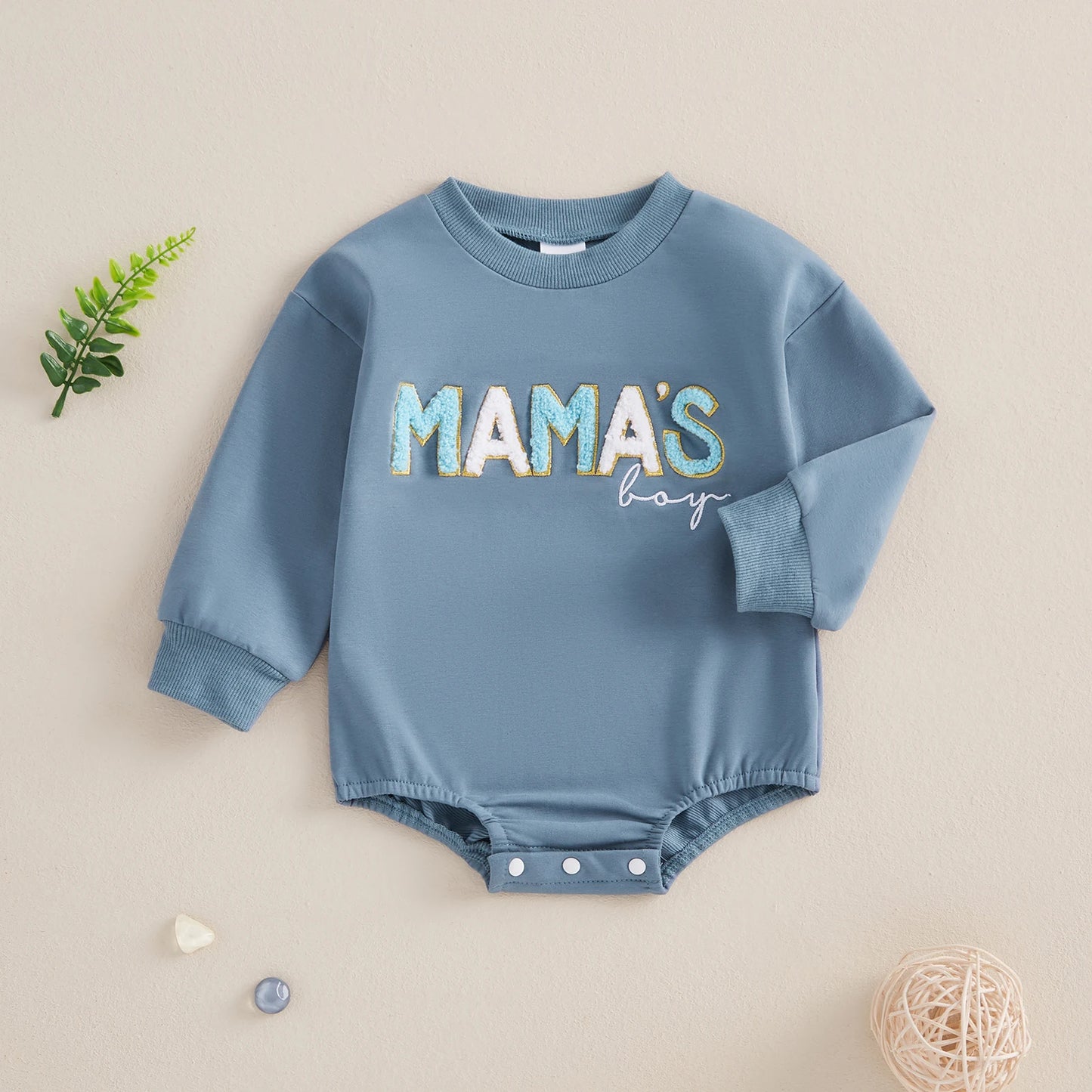 Baby Boys Sweatshirts Bodysuit "Mama's Boy" Letter Embroidery Bodysuit