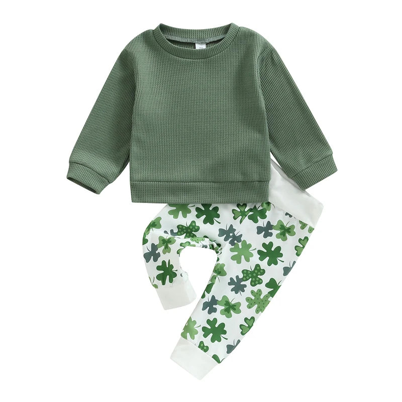 Baby 2-Piece Waffle-Texture Sweats in Clover