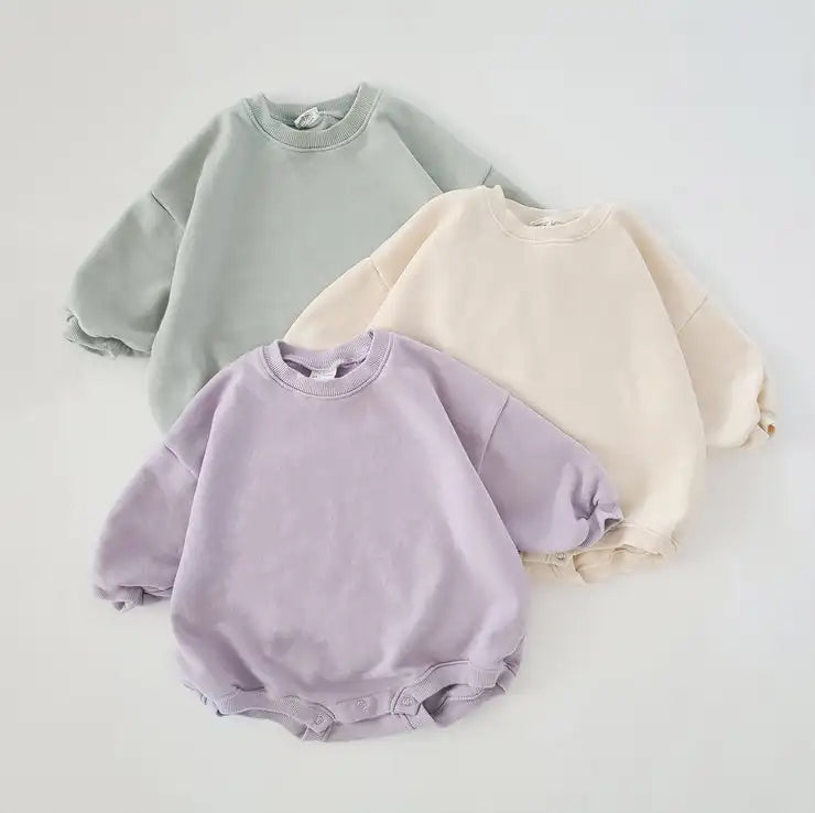 Baby Neutral Color Sweatshirt Bodysuit Long-Sleeve Onesie Sweaters