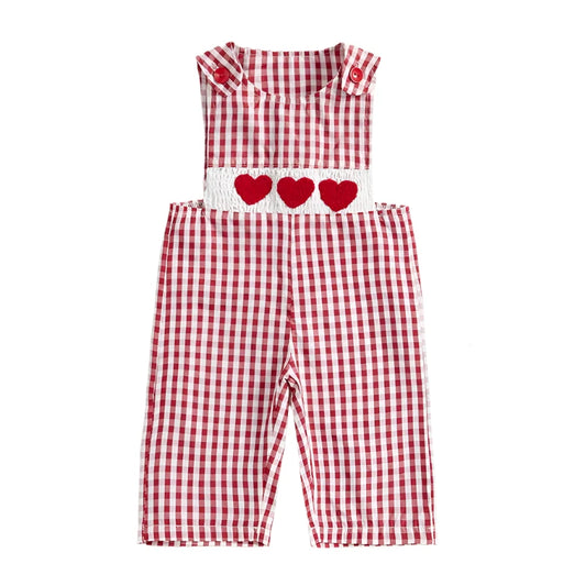 Baby Valentine Red Buffalo Plaid Romper