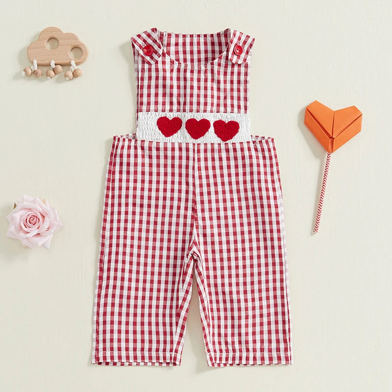 Baby Valentine Red Buffalo Plaid Romper