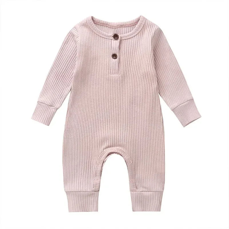 Baby Long-Sleeve Romper in Neutral Tones