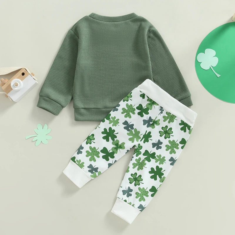 Baby 2-Piece Waffle-Texture Sweats in Clover