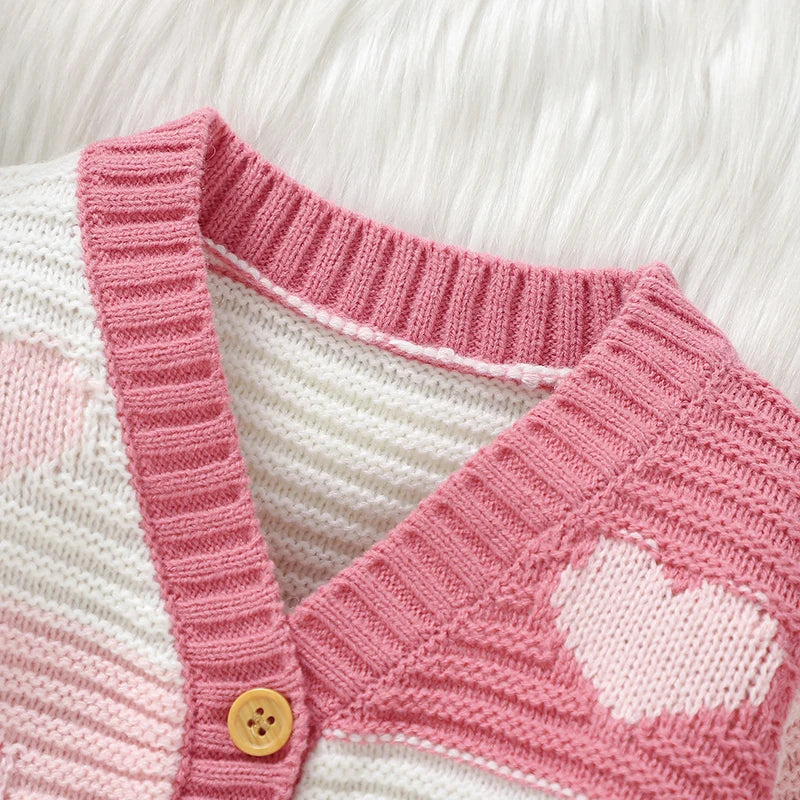 Baby Valentine Hearts Knitted Cardigan Sweater