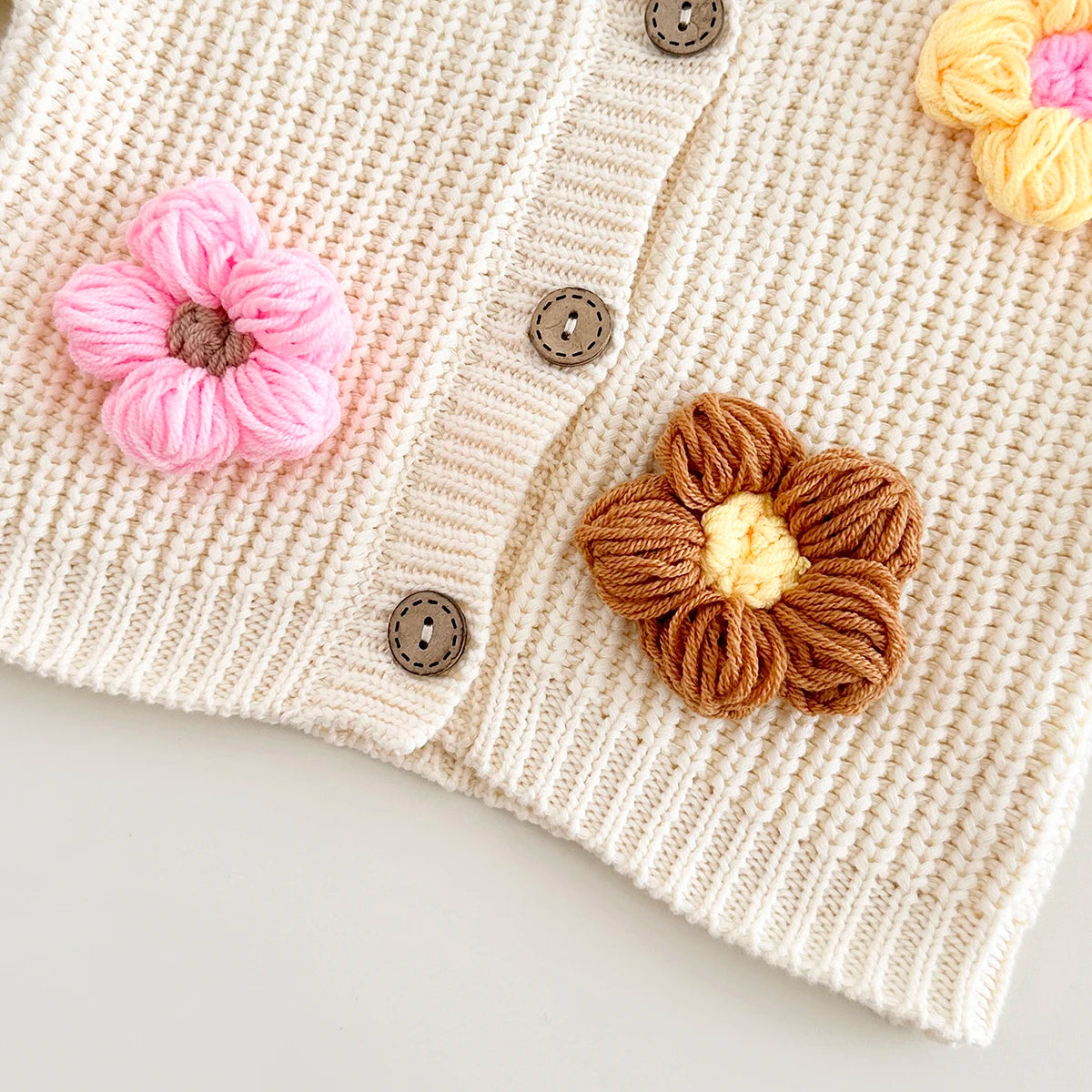 Baby Knitted Sweater Cardigan 3D Flower Top