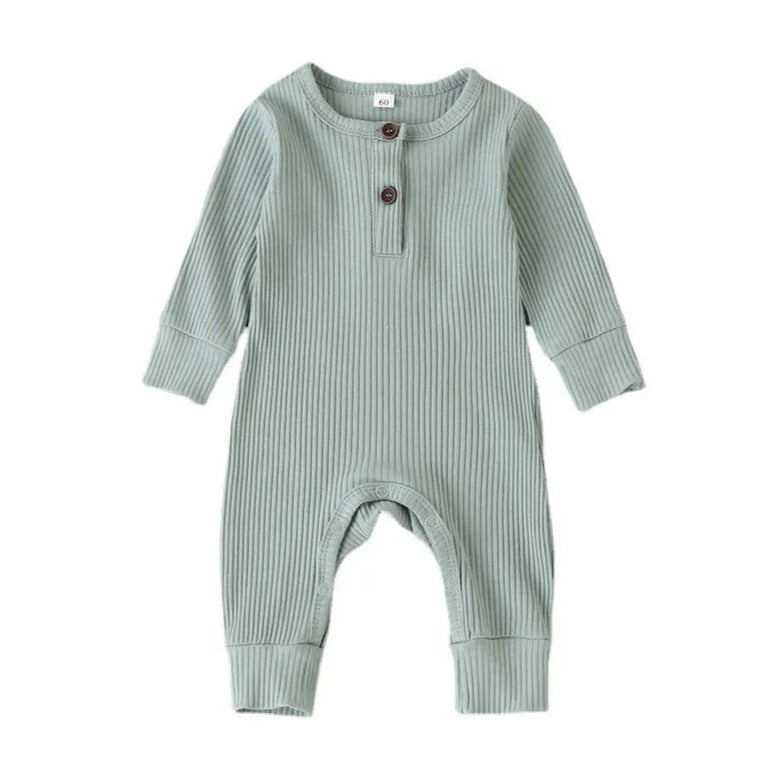 Baby Long-Sleeve Romper in Neutral Tones