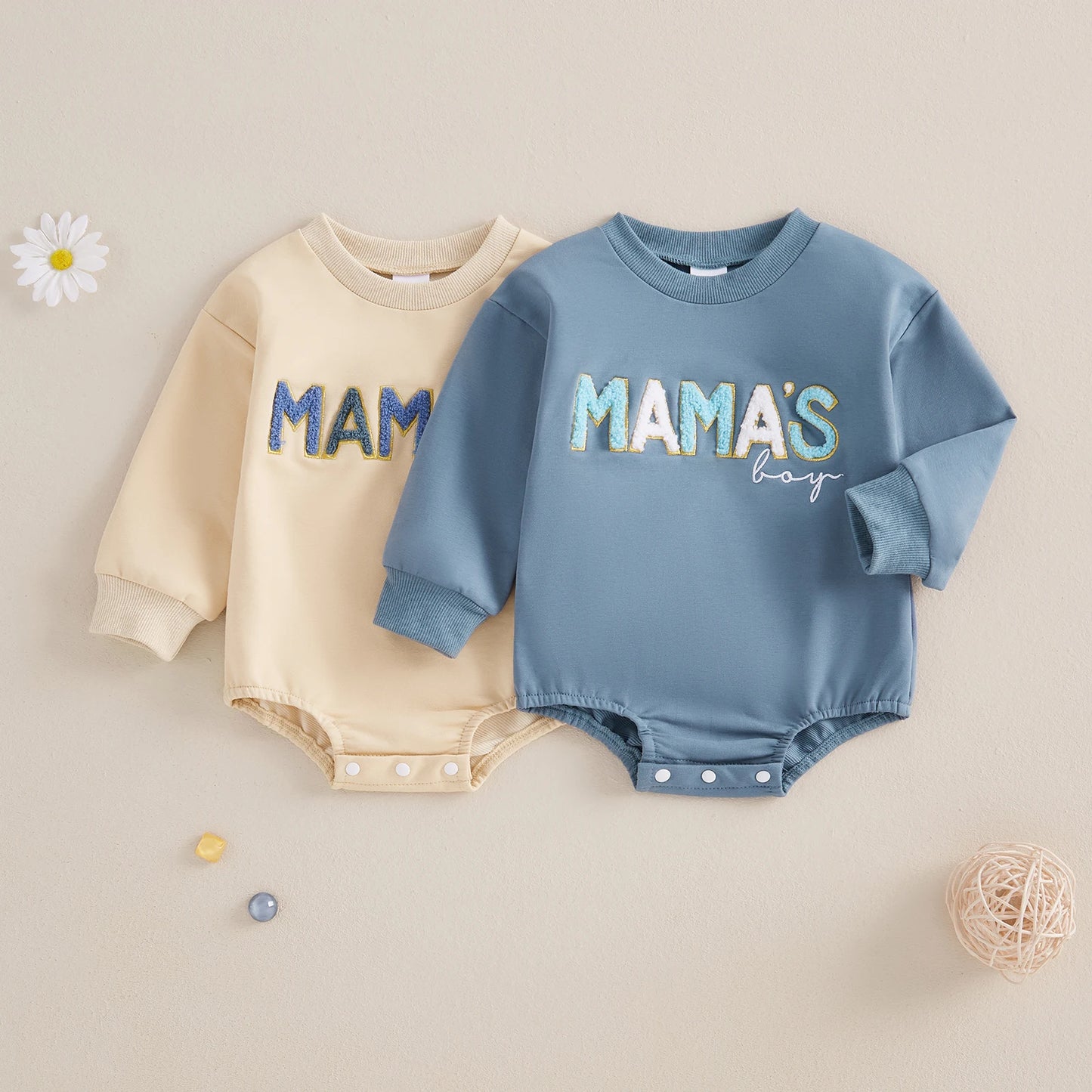 Baby Boys Sweatshirts Bodysuit "Mama's Boy" Letter Embroidery Bodysuit