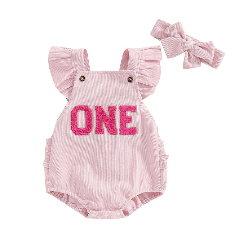 Baby Valentine First Birthday Bodysuit Turning "One"