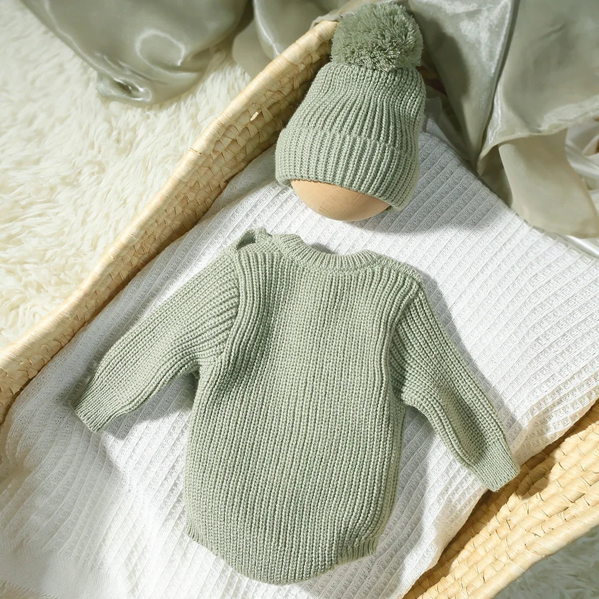 Newborn "Hello World" Knitted Romper Photoshoot Outfit Set