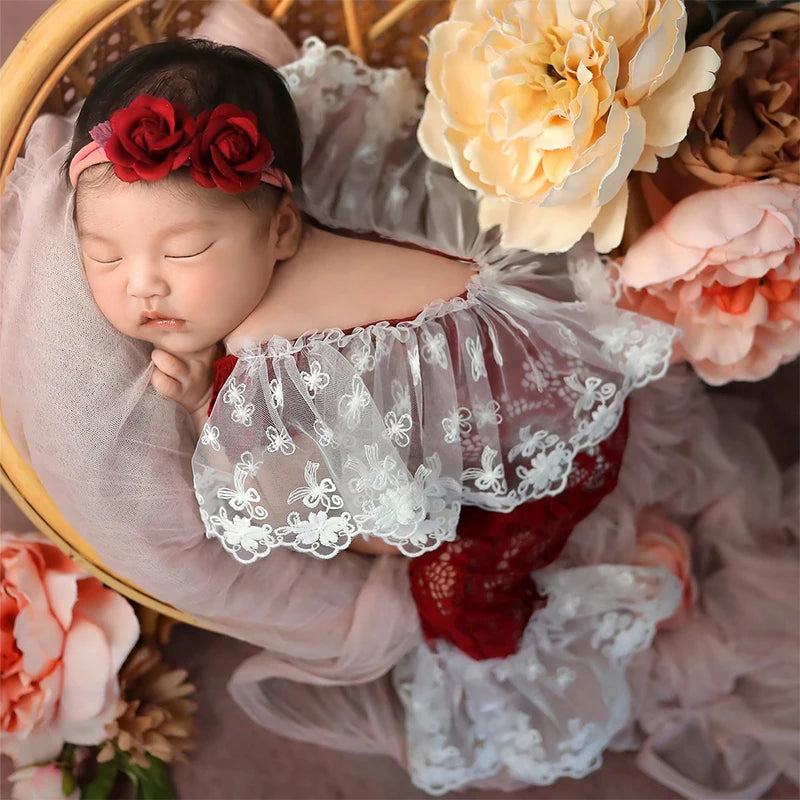 Newborn Lace Romper Photoshoot Outfit Set