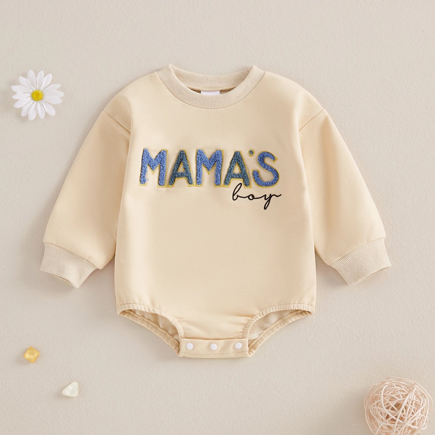 Baby Boys Sweatshirts Bodysuit "Mama's Boy" Letter Embroidery Bodysuit