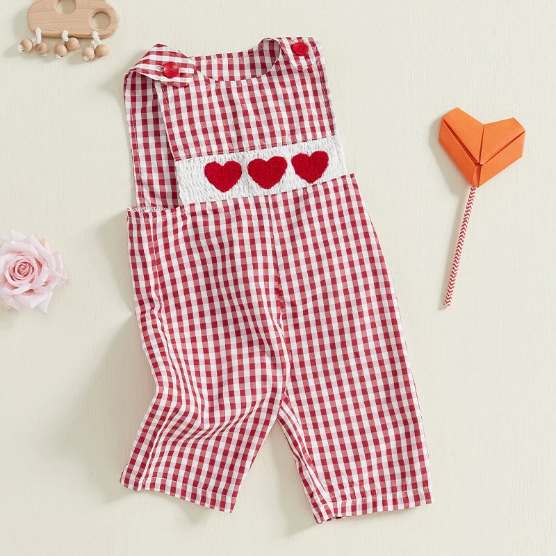 Baby Valentine Red Buffalo Plaid Romper