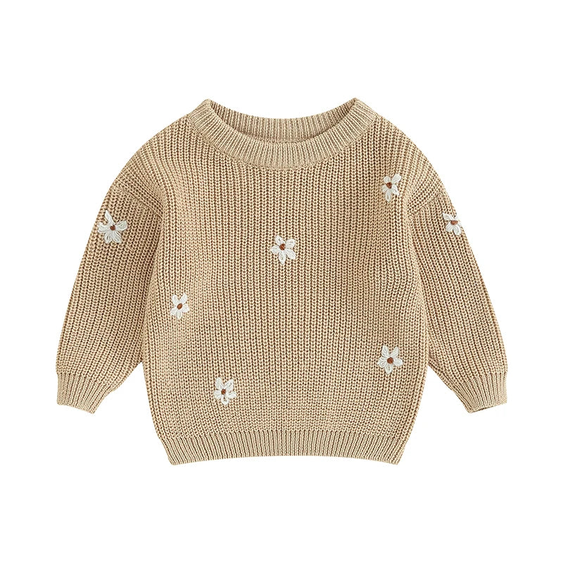 Baby Sweater in White Daises