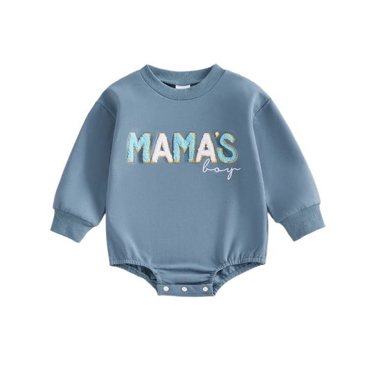 Baby Boys Sweatshirts Bodysuit "Mama's Boy" Letter Embroidery Bodysuit