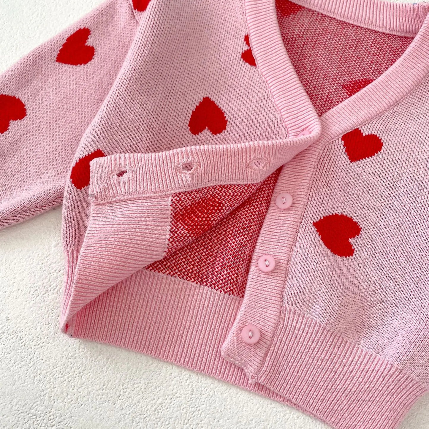 Baby Girl Pink Heart-Shaped Cardigan Sweater