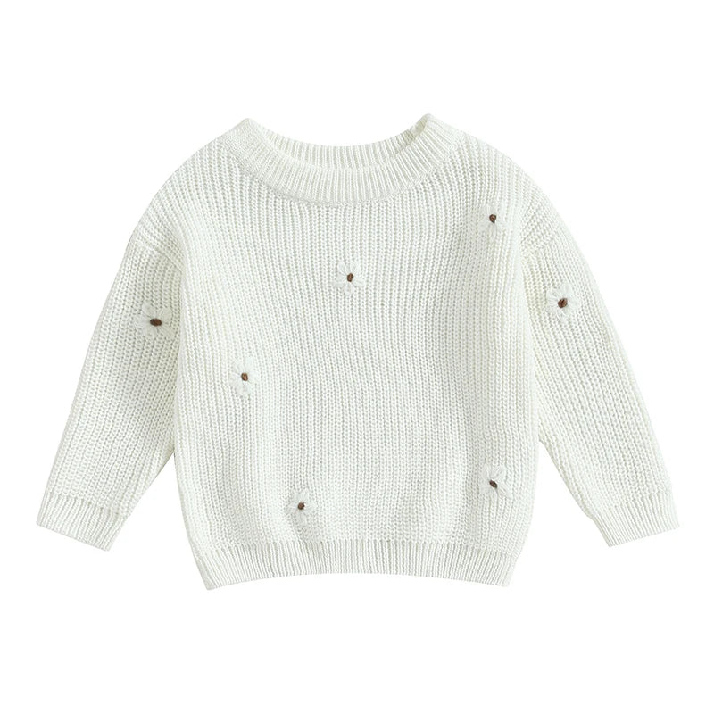 Baby Sweater in White Daises