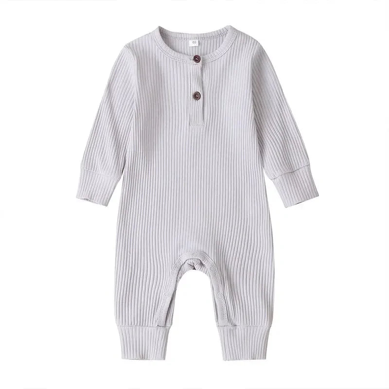 Baby Long-Sleeve Romper in Neutral Tones