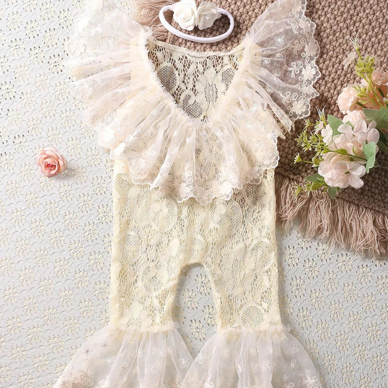 Newborn Lace Romper Photoshoot Outfit Set