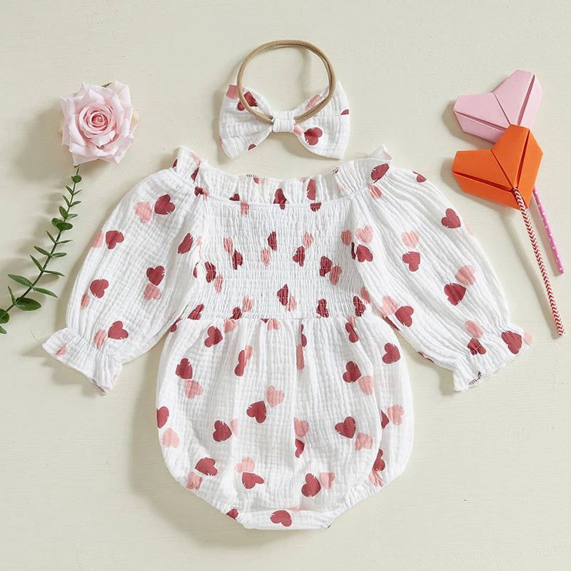 Baby Valentine Off-Shoulder Heart Bodysuit