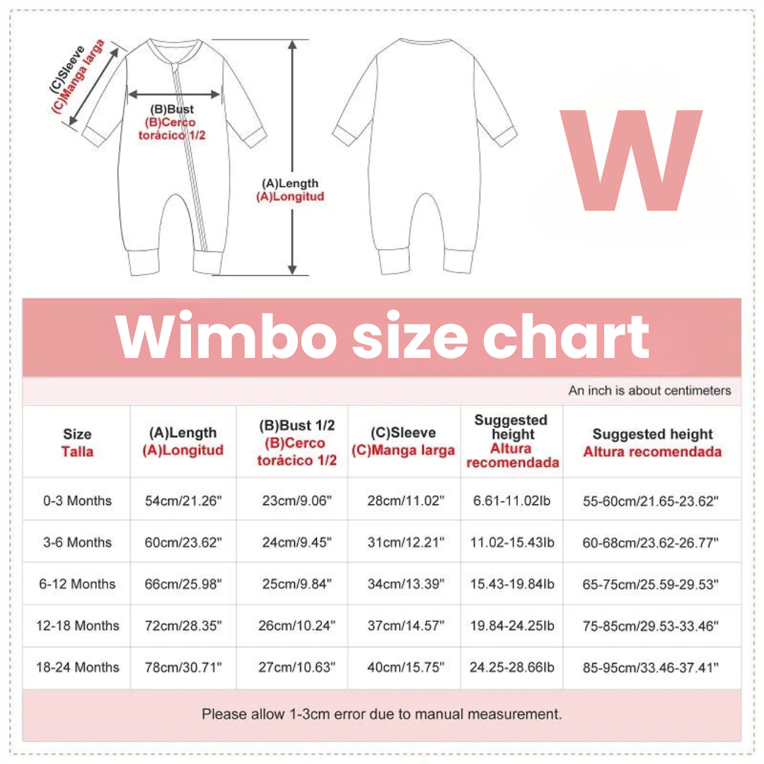 Sizing chart for reference